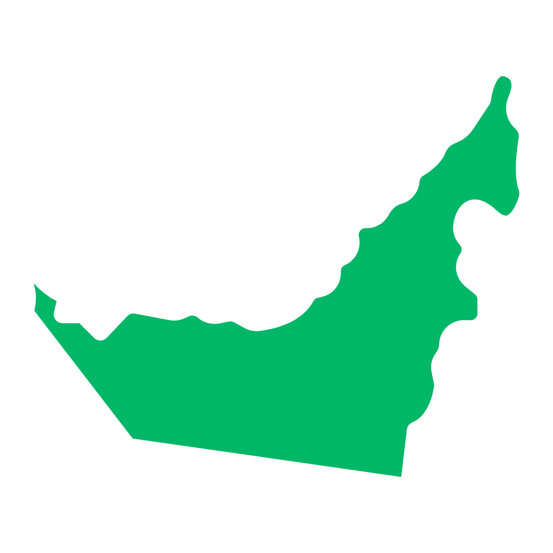 Map of the United Arab Emirates showing the major cities RO Digital Labs serves